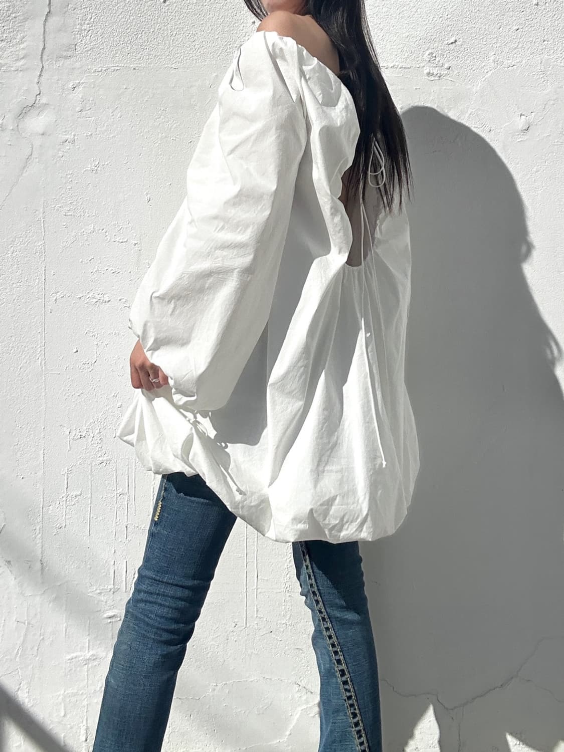 Off shoulder pumpkin ops & top / white 상품이미지8
