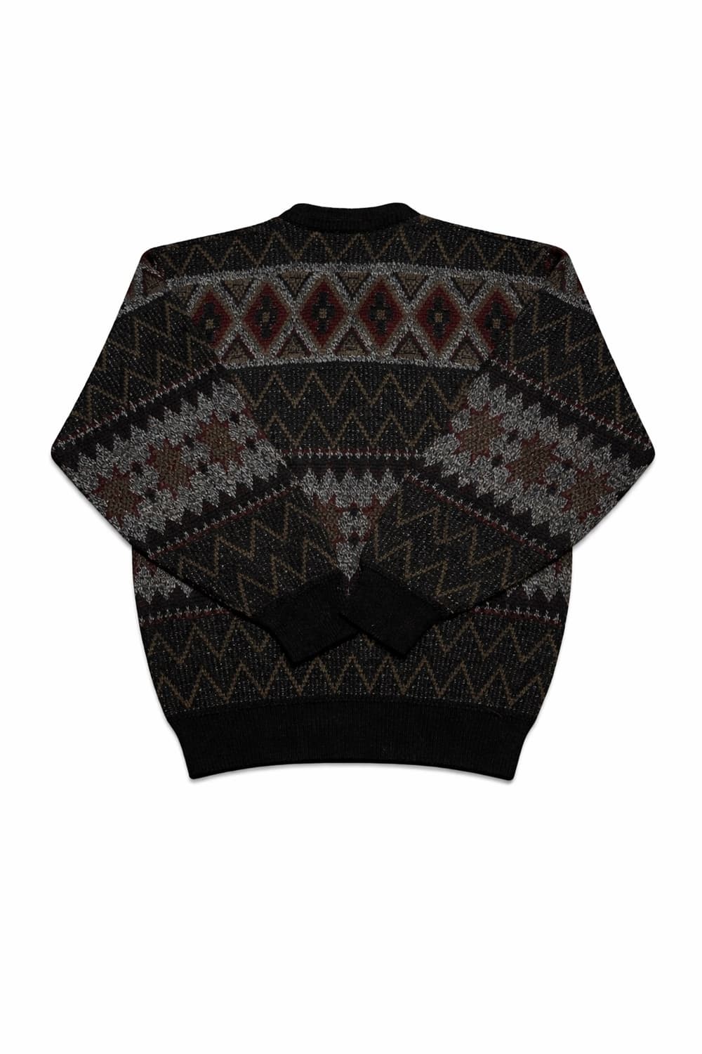 JPN 90s 일본 빈티지 레트로 노르딕 울혼방 패턴 니트 브이넥 스웨터 상품이미지2