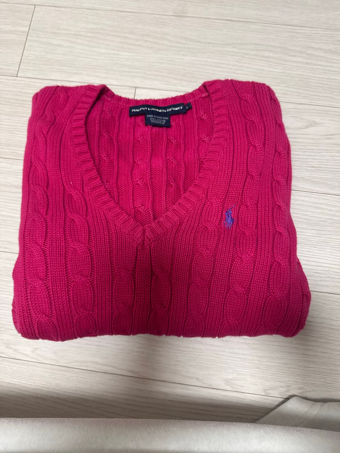 폴로 빈티지 핫핑크 브이넥 니트 상품이미지2