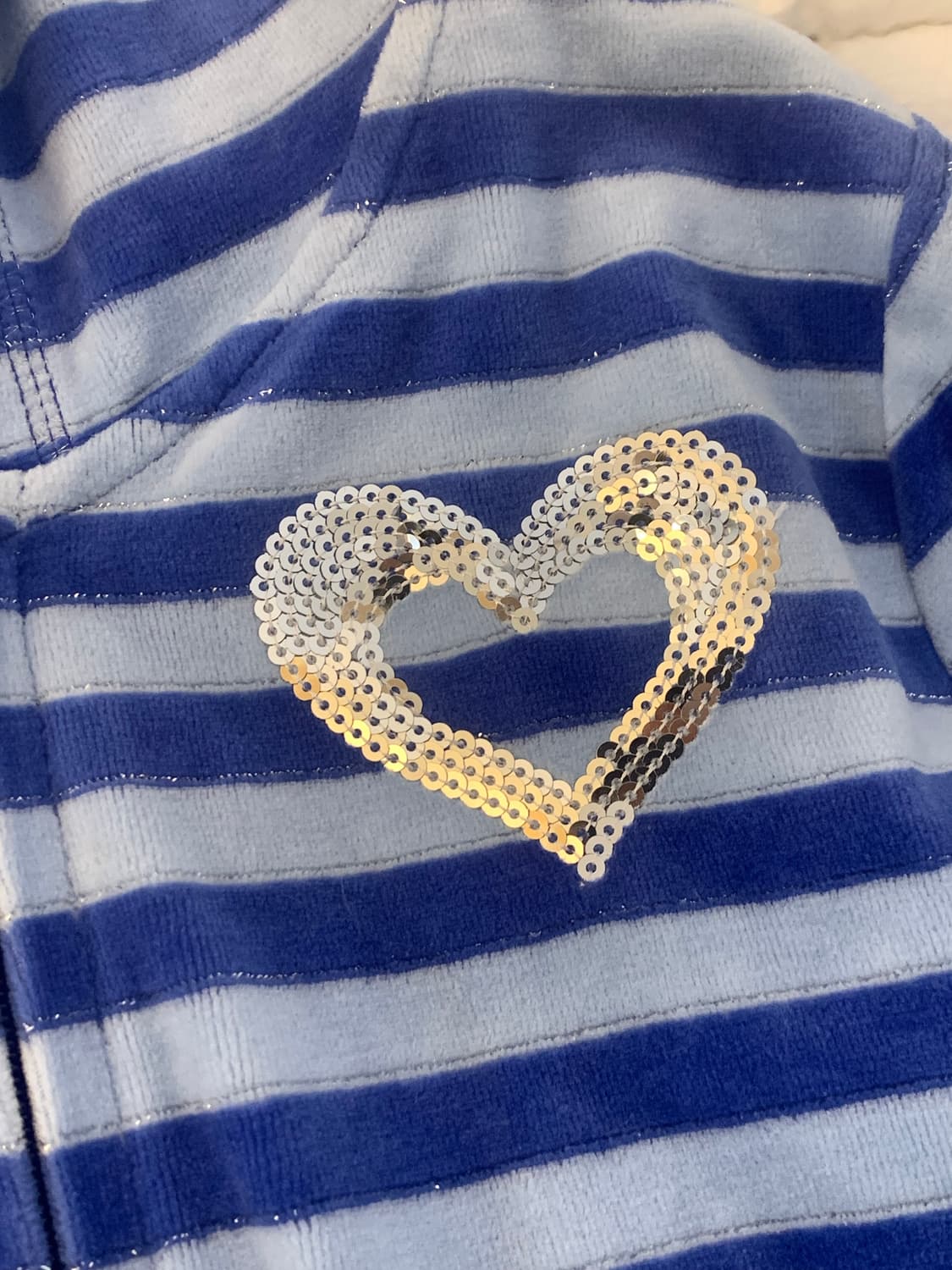 후드집업 블루 앤 스카이블루 스팽글 실버 벨벳 상품이미지3