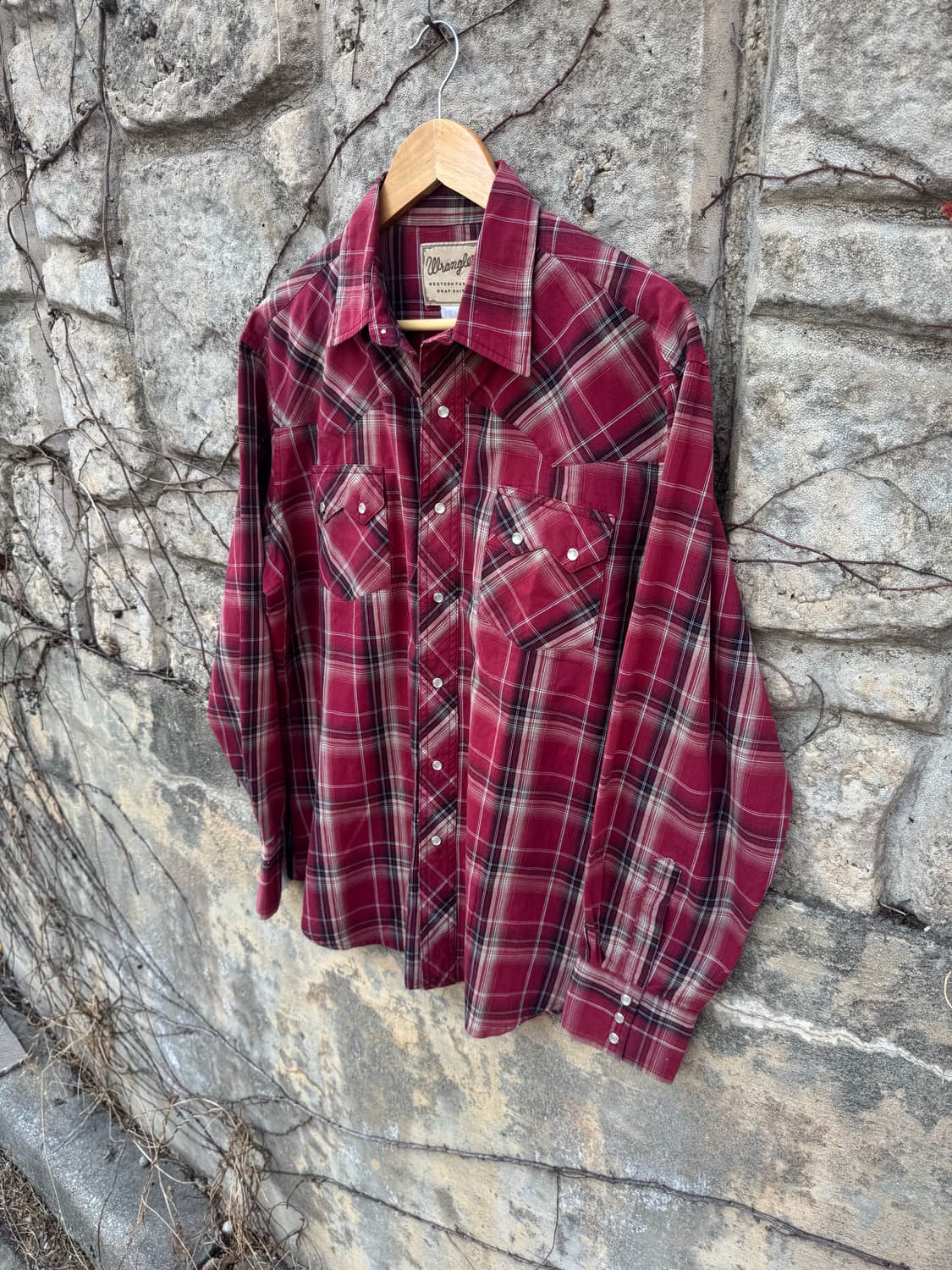 랭글러 빈티지 체크 웨스턴 셔츠 L 상품이미지4