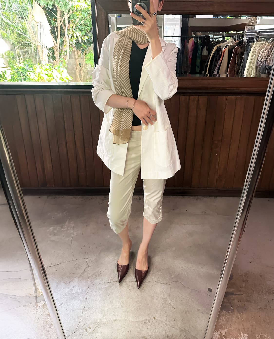 ELLE stripe sheer scarf 상품이미지3