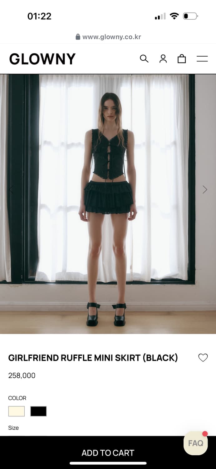 새상품) 글로니 걸프렌드 러플 미니 스커트 블랙  상품이미지4