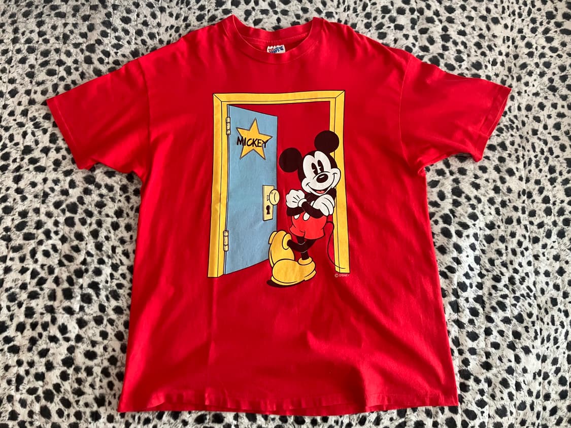 빈티지 USA 90s Hanes 헤인즈 미키마우스 싱글스티치 티셔츠 XL 상품이미지1