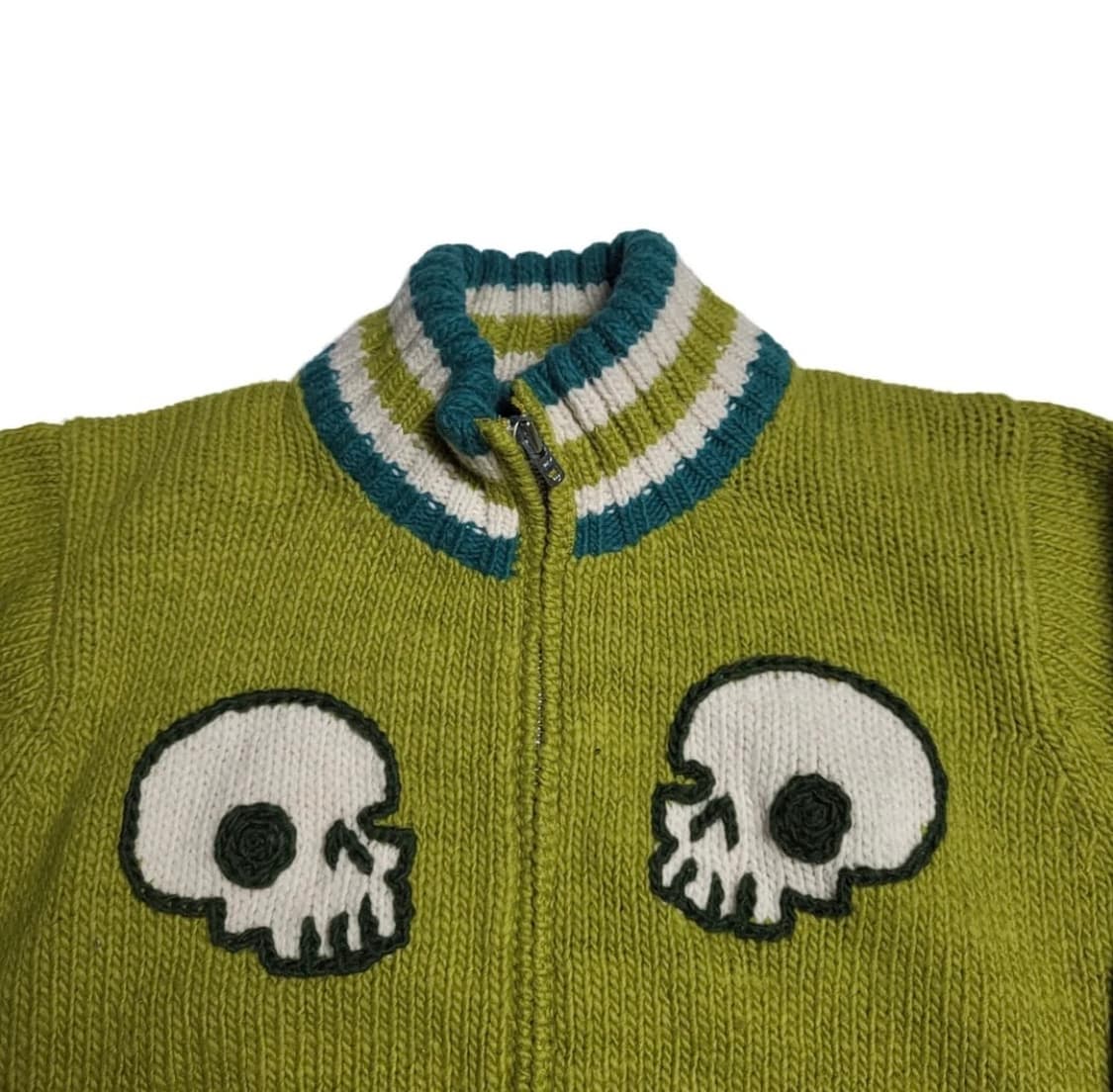 빈티지 스컬 니트집업 코위찬 상품이미지2