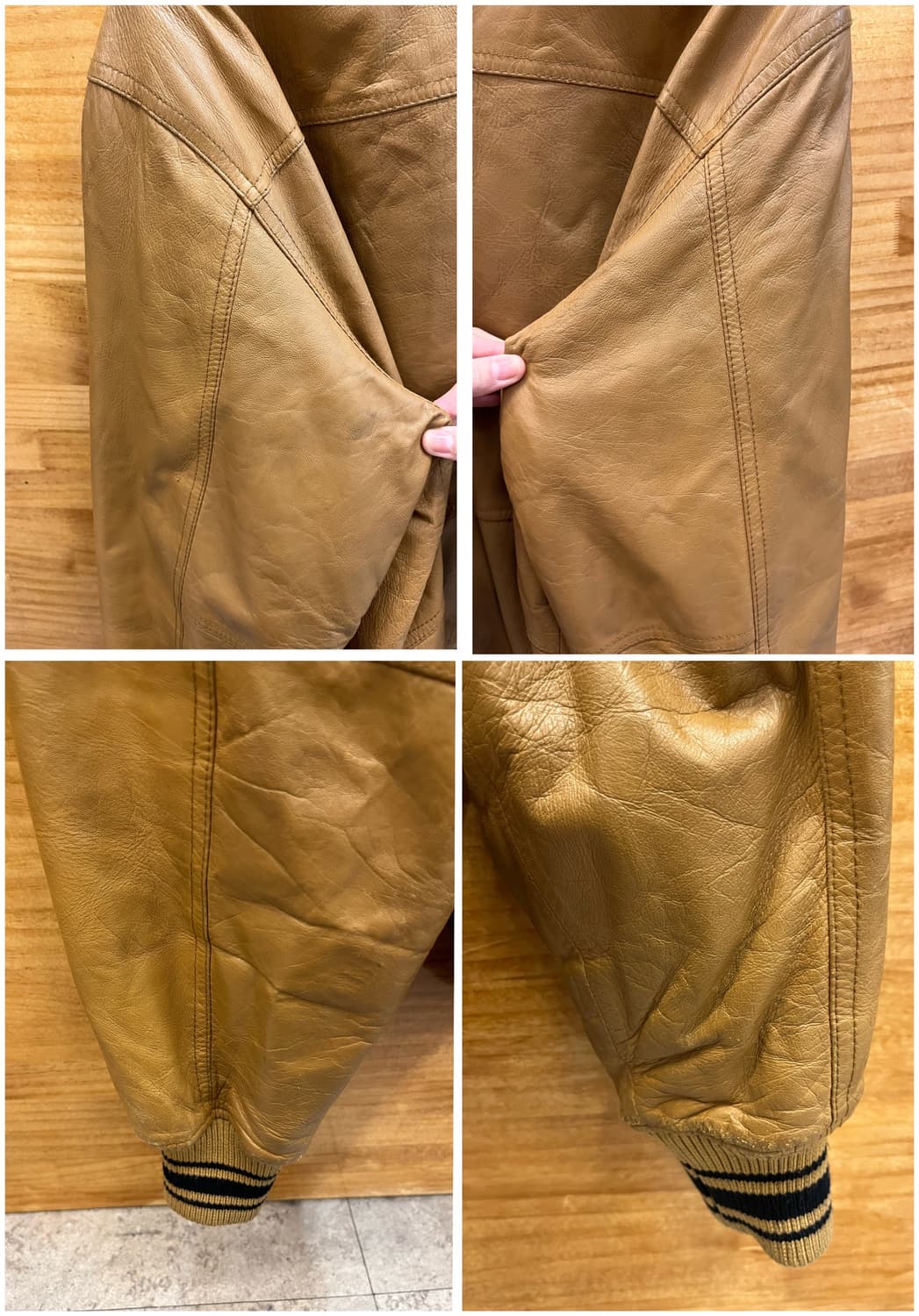 빈티지 양가죽 레더 자켓 카멜 2XL #csz3961 상품이미지10