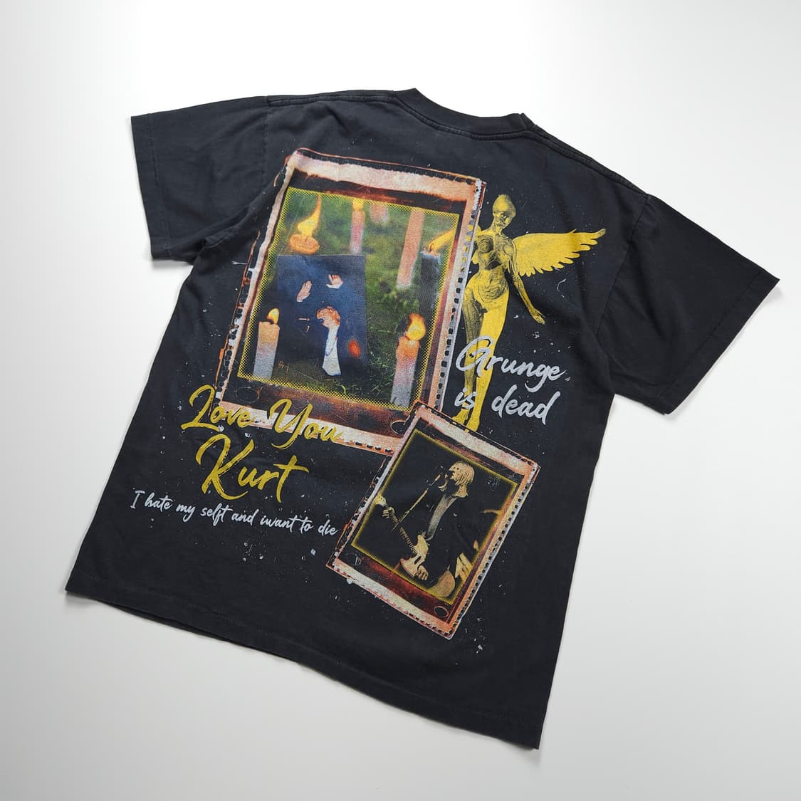 빈티지 너바나 빅로고 워시드 하프 티 (100) 상품이미지2