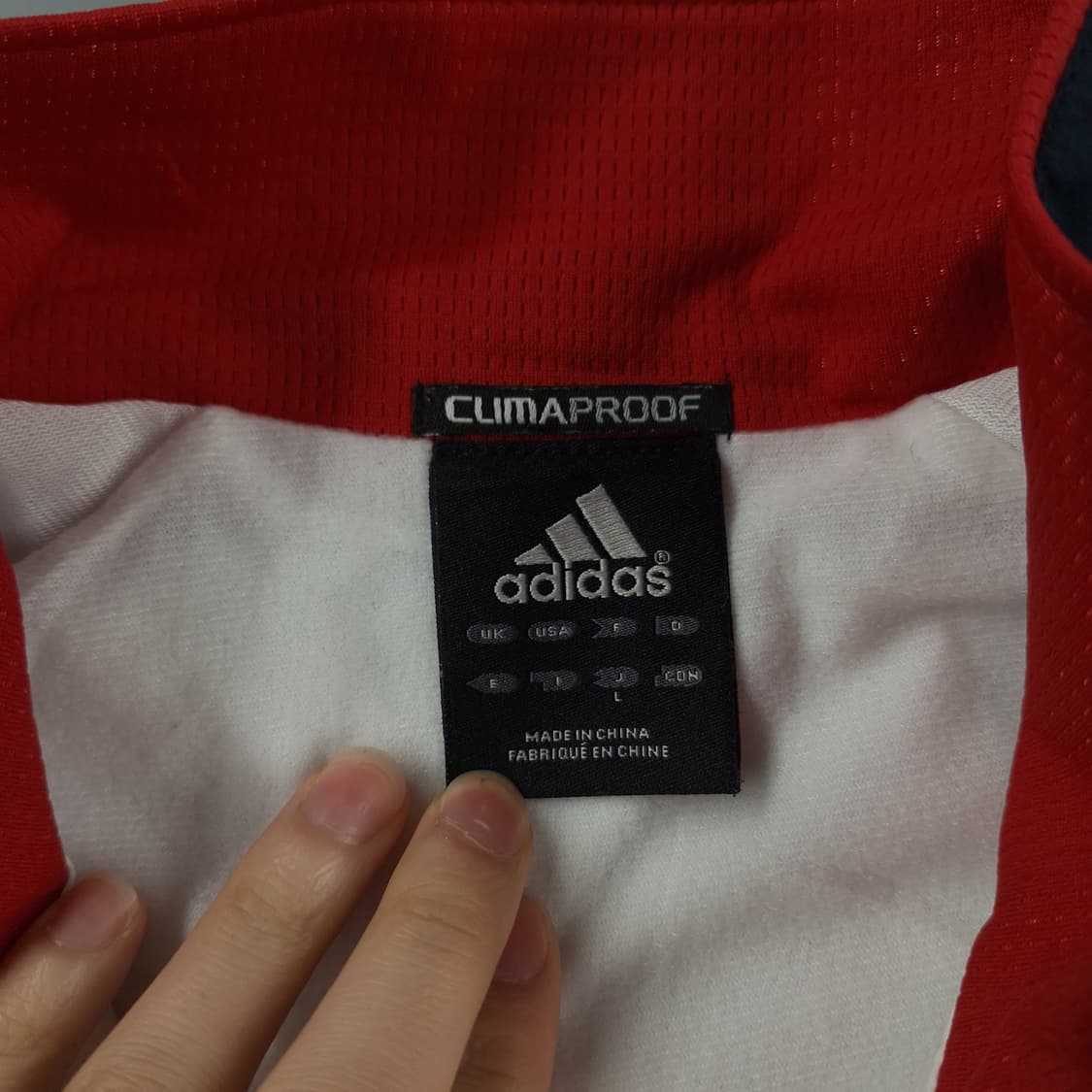 아디다스 JP 네이비 화이트 레드 배색 삼선 클라이마프루프 바람막이 L 상품이미지8