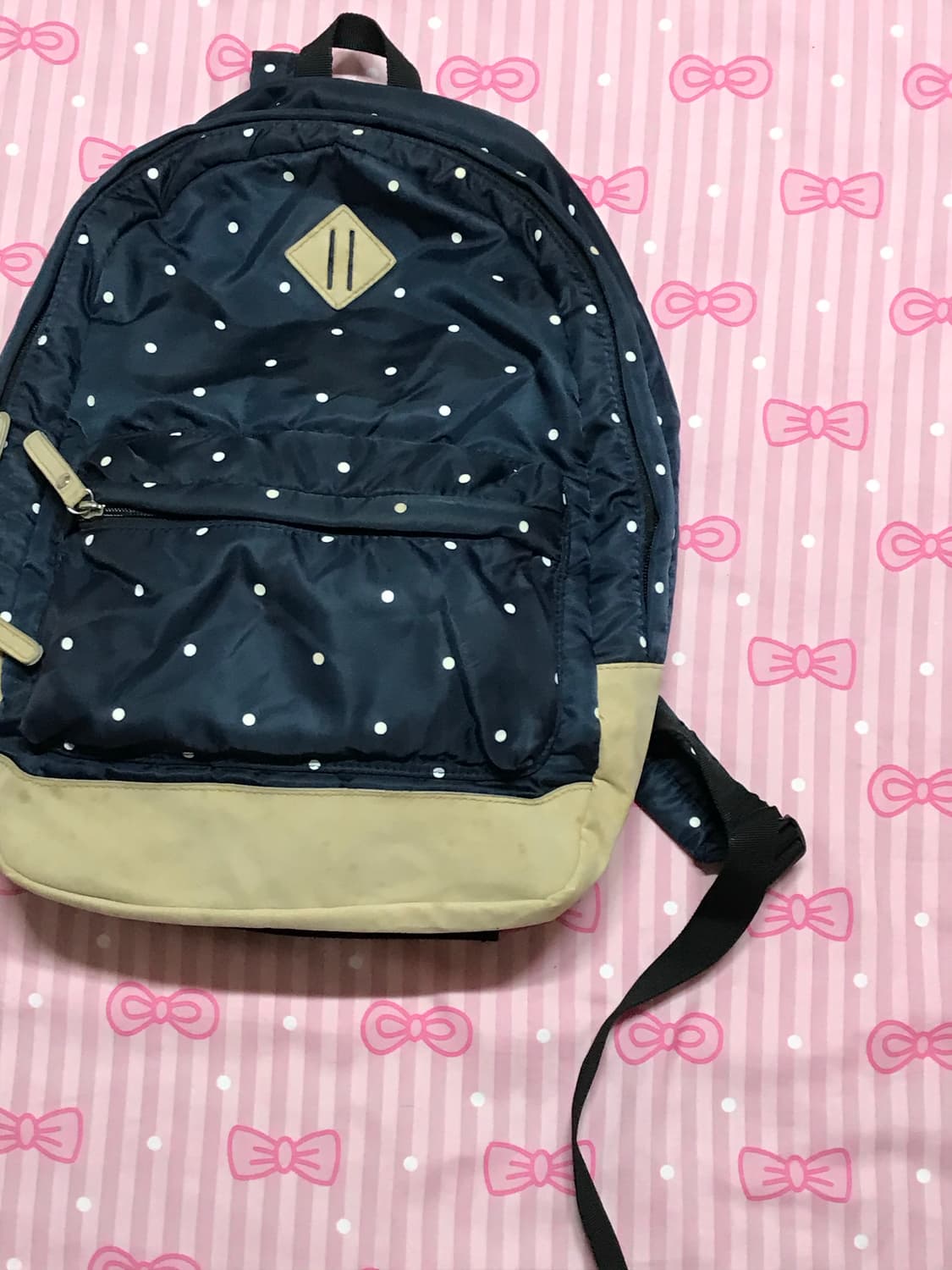 네이비 도트 백팩 모리 가방  상품이미지2