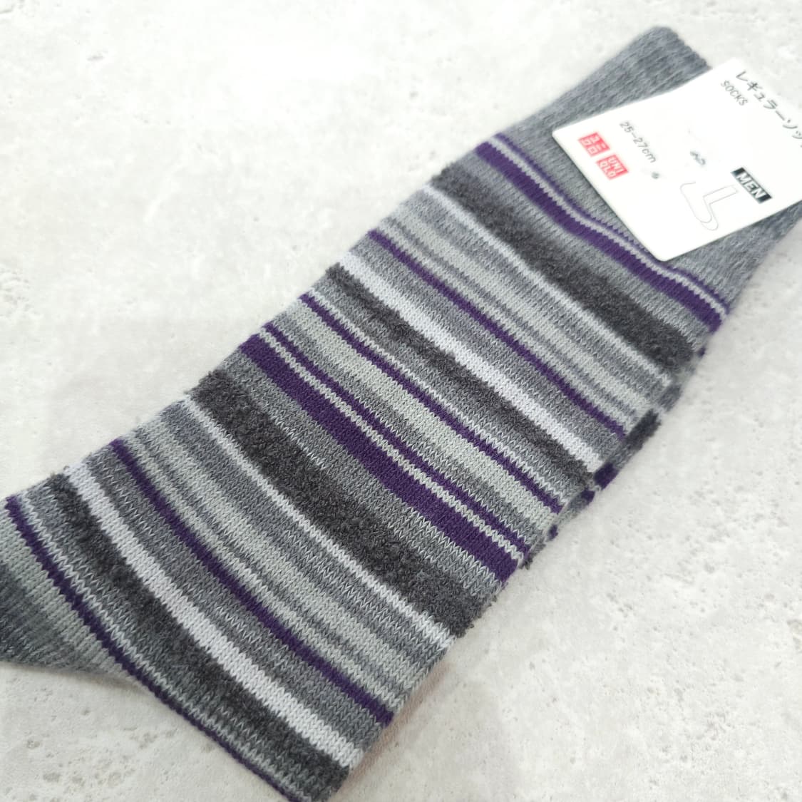 JPN 유니클로 퍼플 스트라이프 양말 상품이미지1