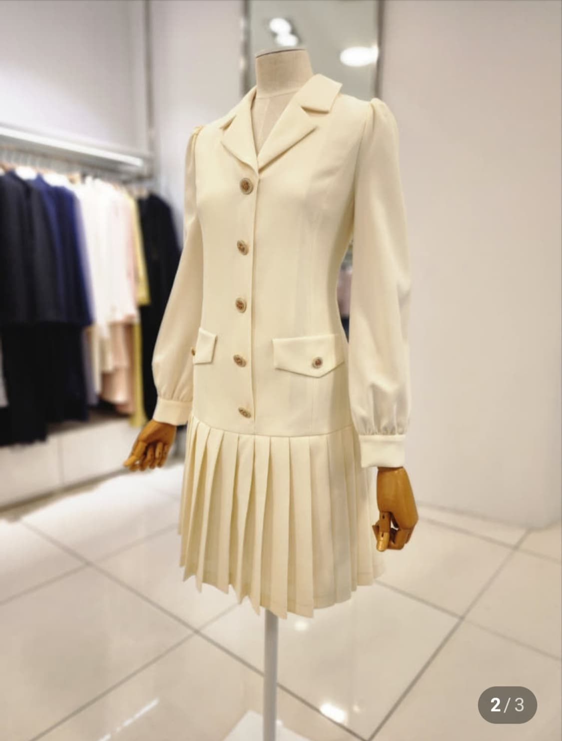 샤틴 밑단플리츠 원피스 66사이즈 상품이미지3