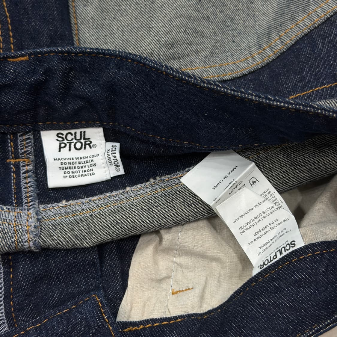 스컬프터 리버스 블록 데님팬츠 바지 블루 XL 상품이미지6