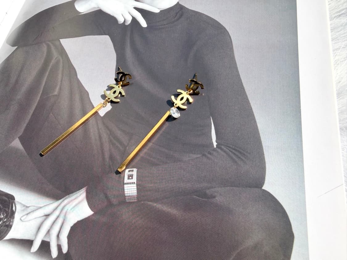 샤넬 레이어드 드롭 이어링 골드 상품이미지7