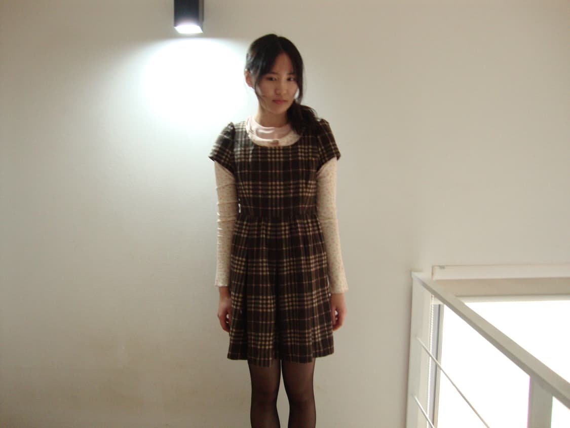 브라운 핑크 원피스 상품이미지1