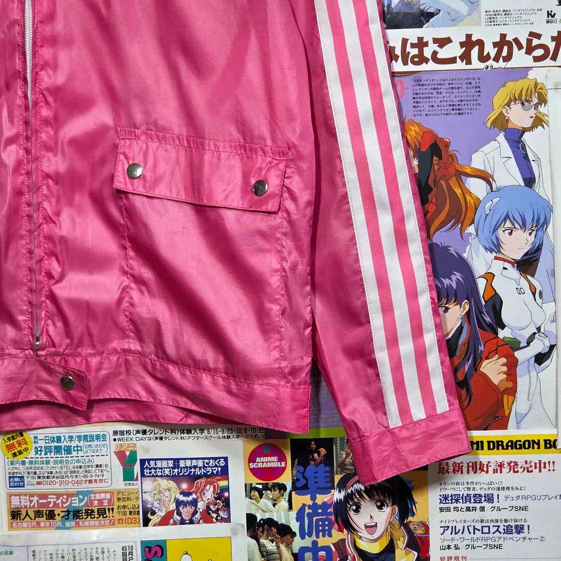 아디다스 핑크 삼선 바람막이 자켓 상품이미지2