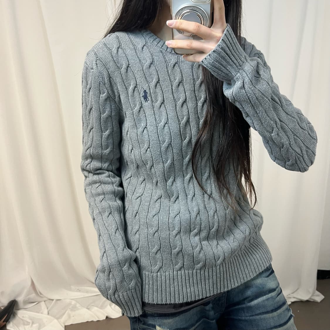 Polo Ralph Lauren grey cable knit 상품이미지3