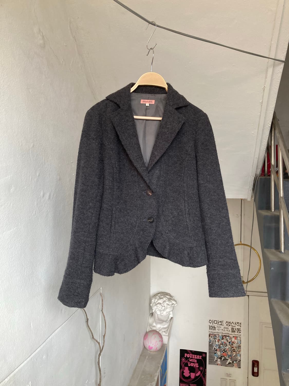 웨스턴 y2k 러플 울 플리츠 숏자켓 상품이미지1