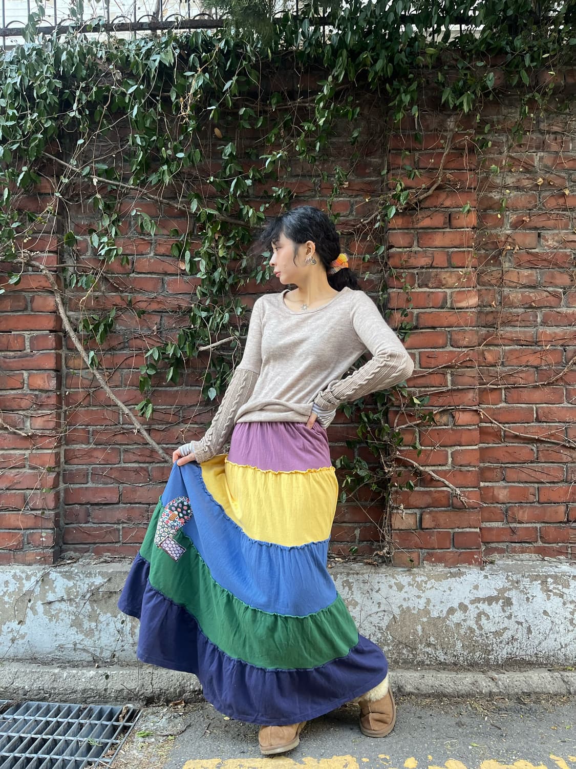 패치 포인트 캉캉 롱스커트 상품이미지2