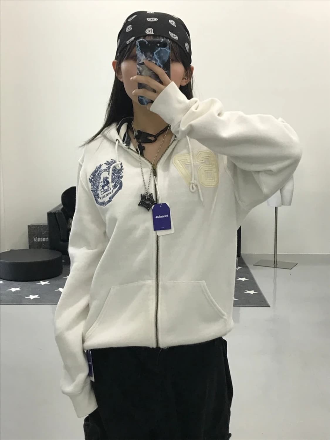 폴로 진스 화이트 후드집업 상품이미지1