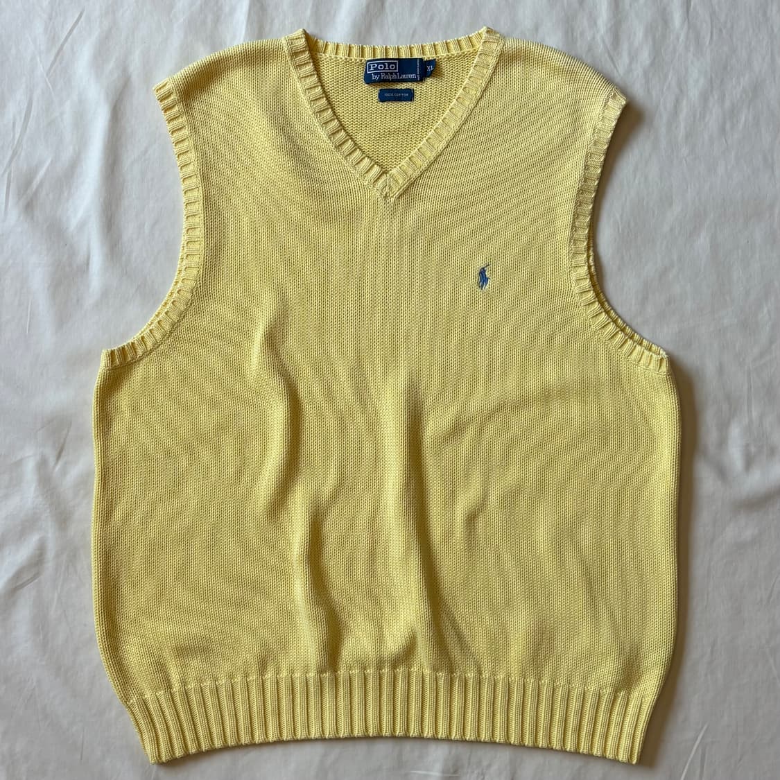 [XL/107-110] 90s 폴로 랄프로렌 V넥 코튼 니트 베스트 상품이미지1