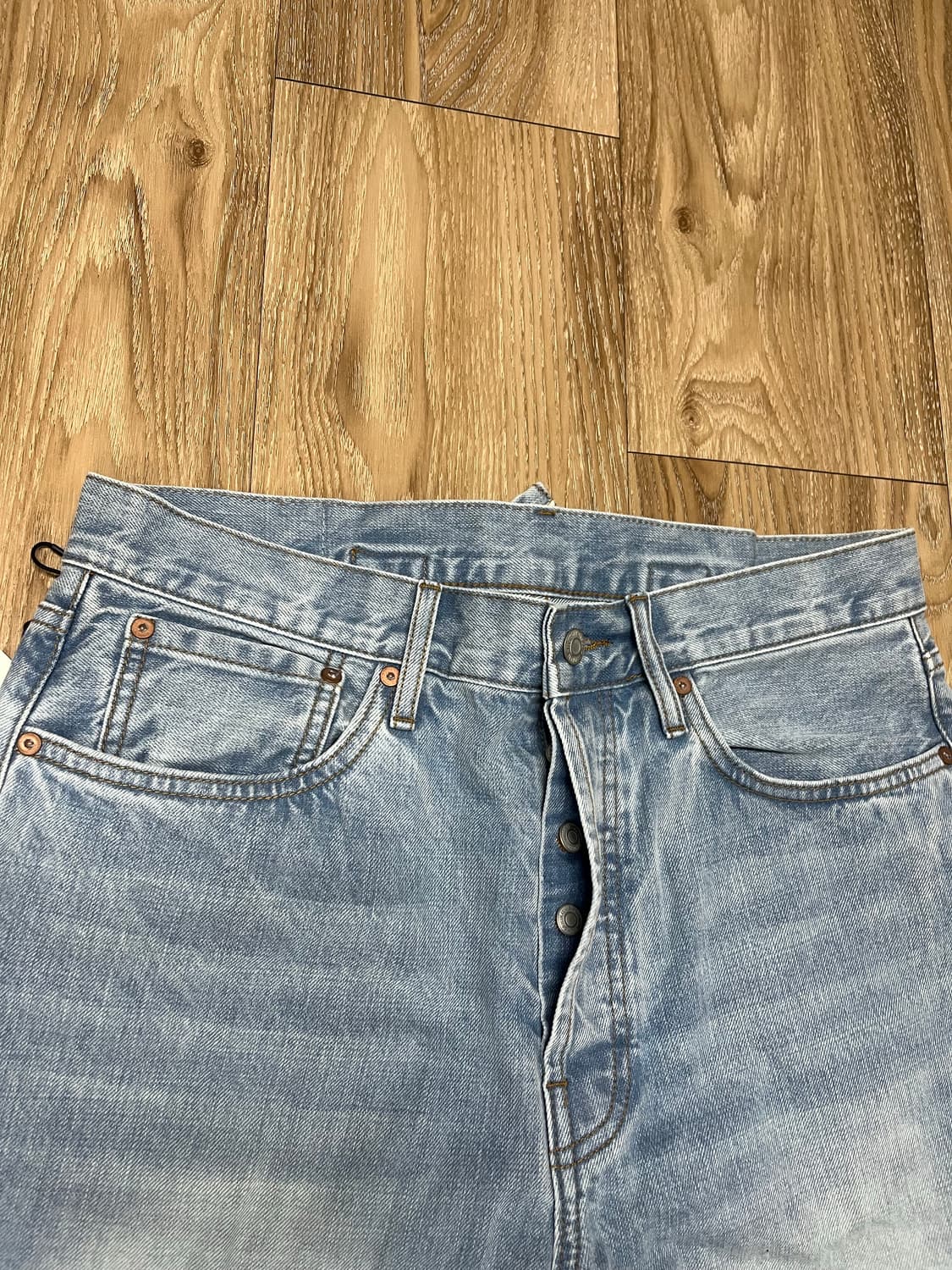 (새상품) 아웃스탠딩 30s 신치백 와이드 셀비지데님 32 상품이미지5