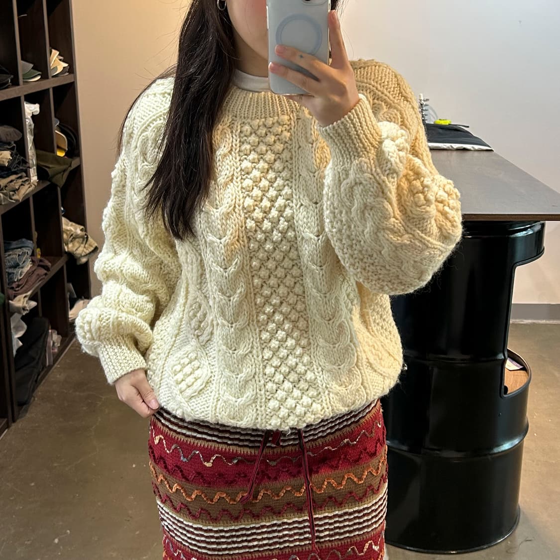아이보리 케이블 울 니트 상품이미지6