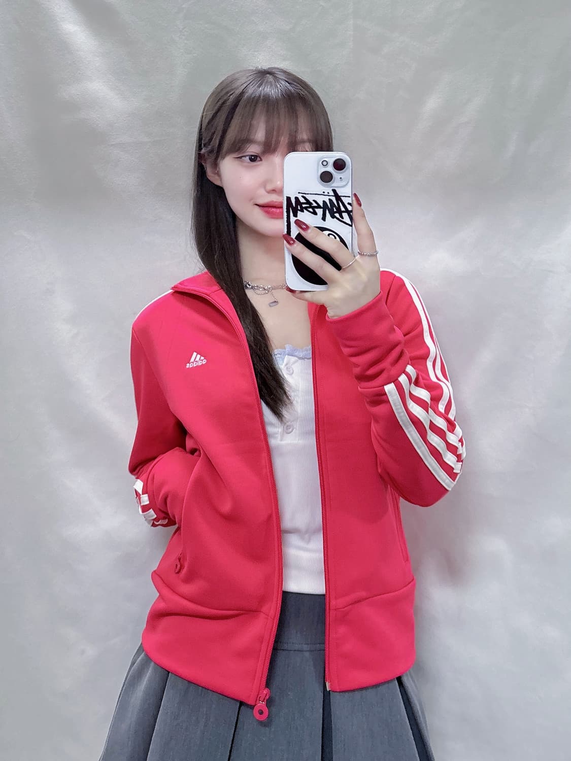 아디다스 딱붙핏 삼선 핑크 트랙탑  상품이미지2