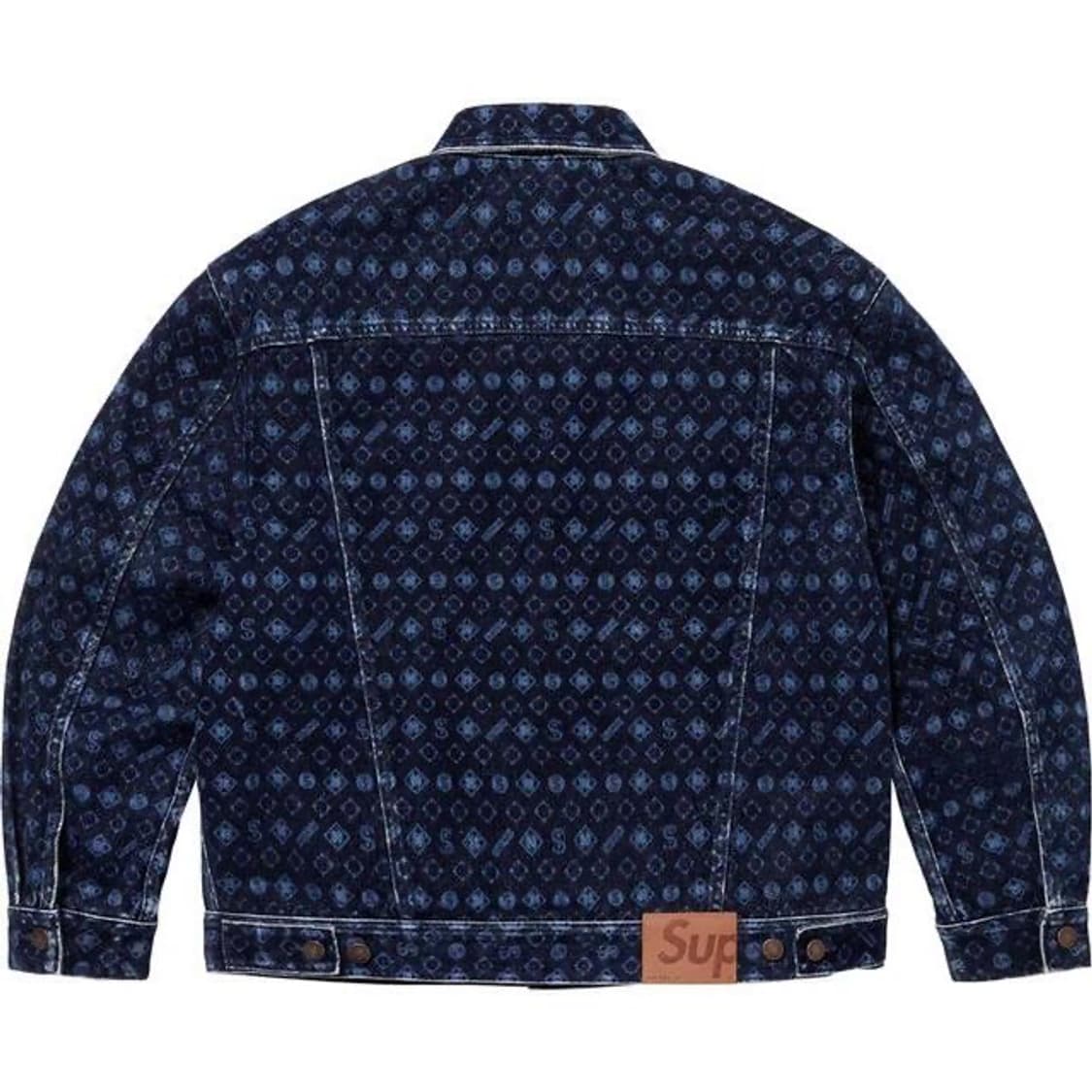 Supreme Flocked Denim Trucker Jacket Blu 상품이미지2