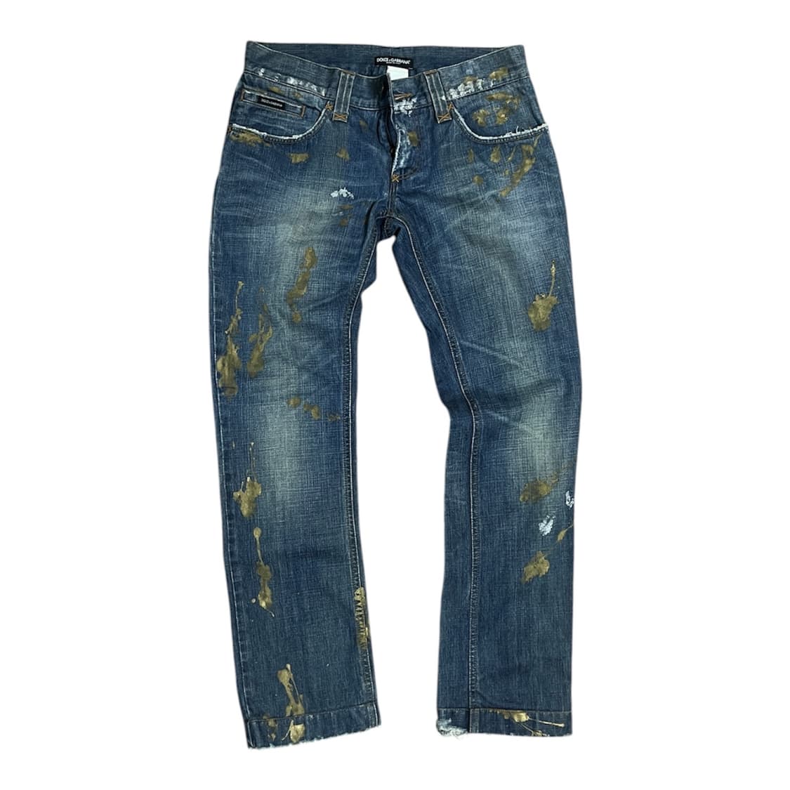 Dolce & Gabban 실버, 골드 페인팅 데님 팬츠 상품이미지1