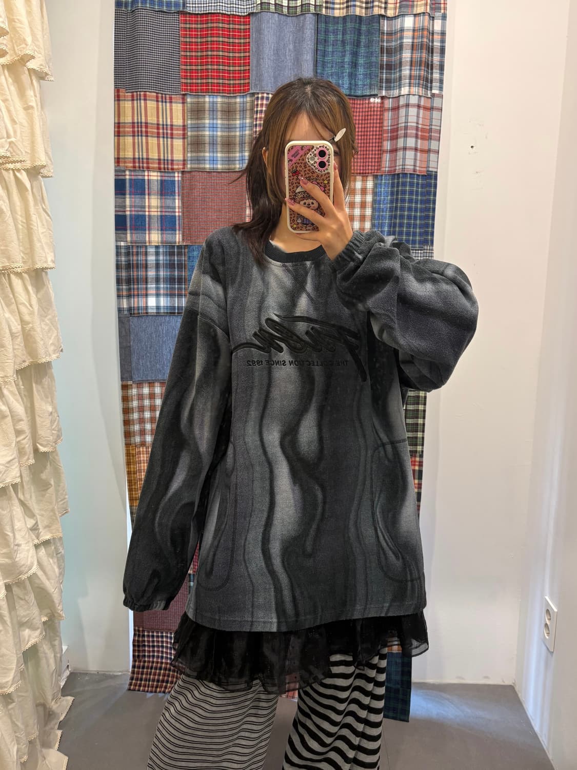 푸부 패턴 후리스 맨투맨 상품이미지2