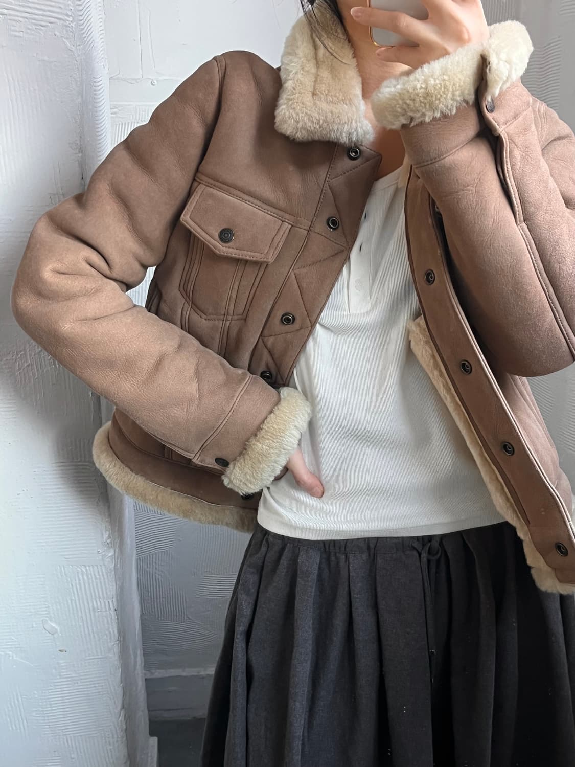 Schott NYC 쇼트 스웨이드 퍼 무스탕  상품이미지3