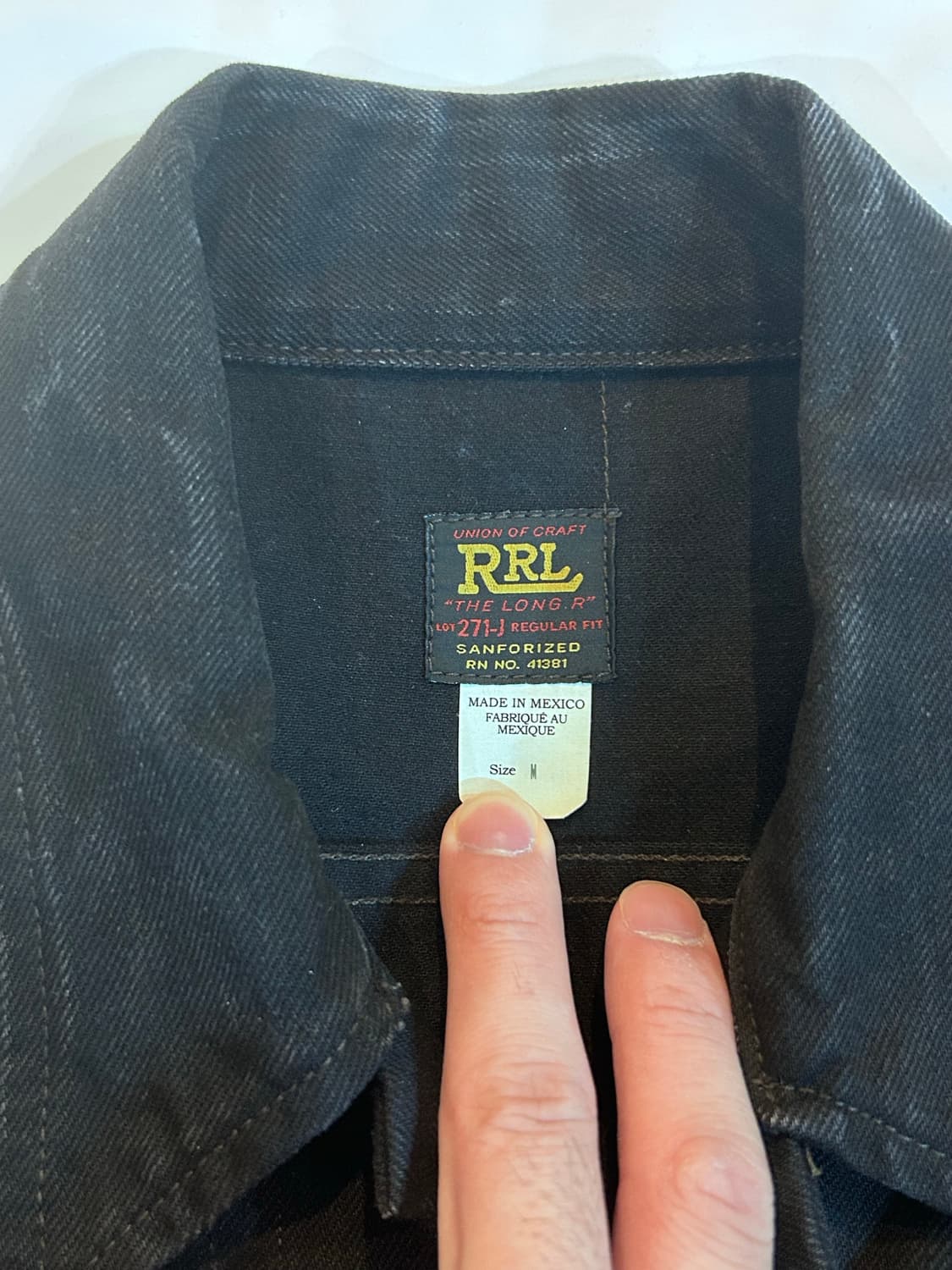 RRL LOT 271 블랙 데님 자켓 멕시코산 구형 M 상품이미지3