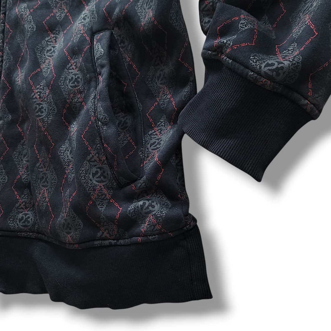 [100/M]  나이키조던 블랙 아가일 패턴 기모 후드집업 상품이미지6