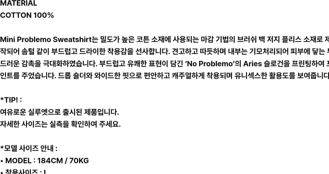 Aries No Problemo 프린팅 맨투맨 블랙 L사이즈 상품이미지3