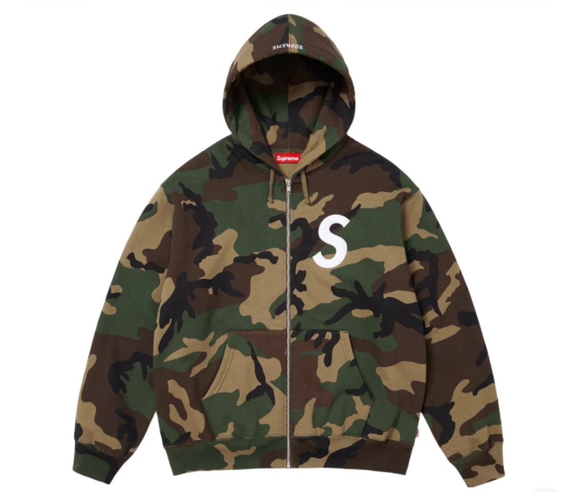 슈프림 S 로고 집업 후드 스웨트셔츠 우드랜드 카모 - 25FW 상품이미지1