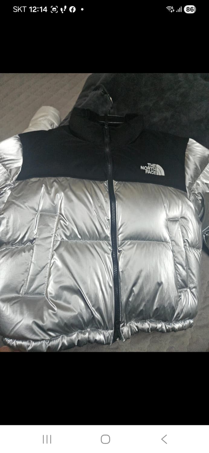 노스페이스 눕시 숏패딩 실버 M블랙배색 / 겨울패딩 / 상태좋음 상품이미지4
