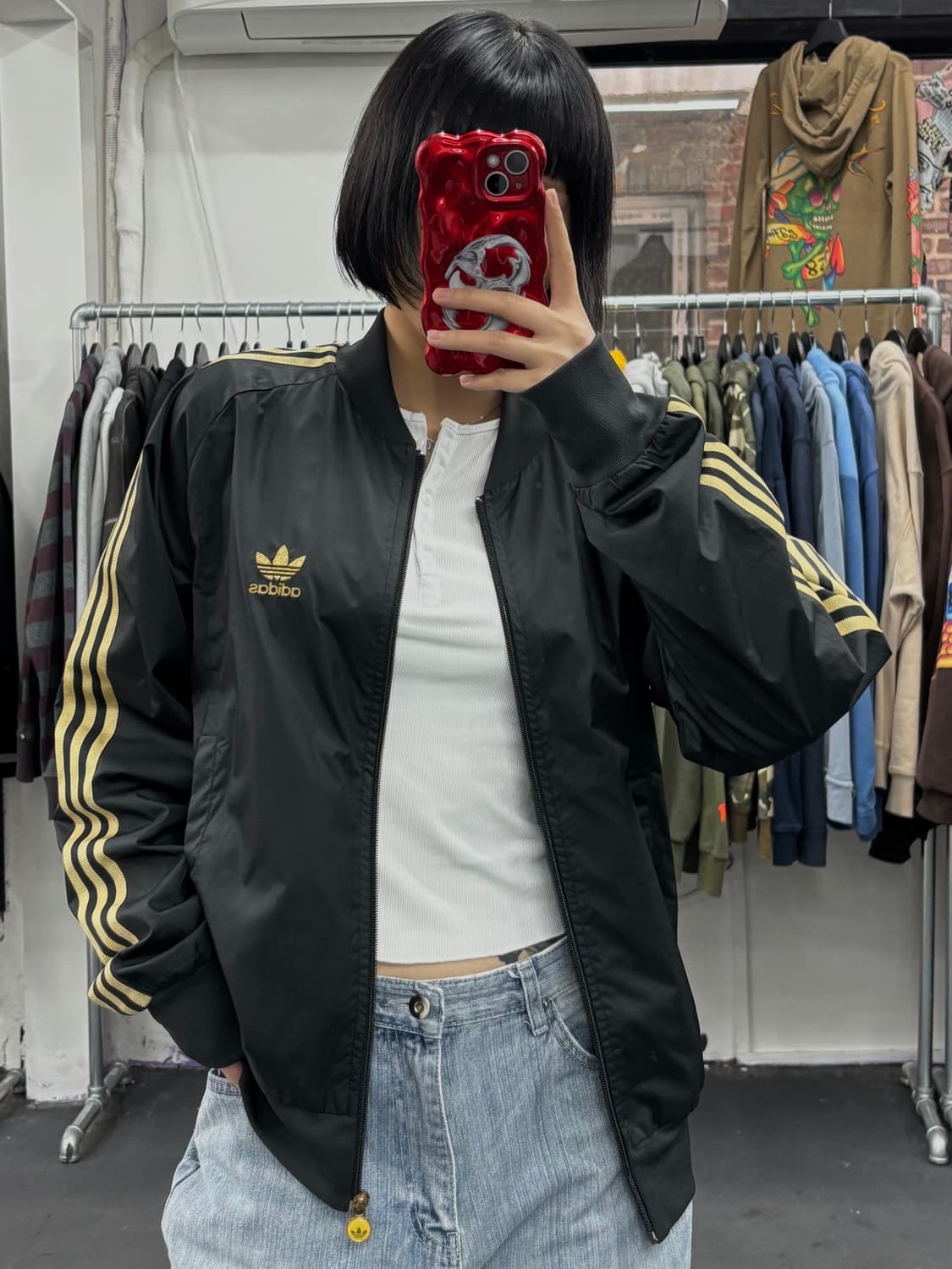 아디다스 파이어버드 블랙 골드 자켓 상품이미지2