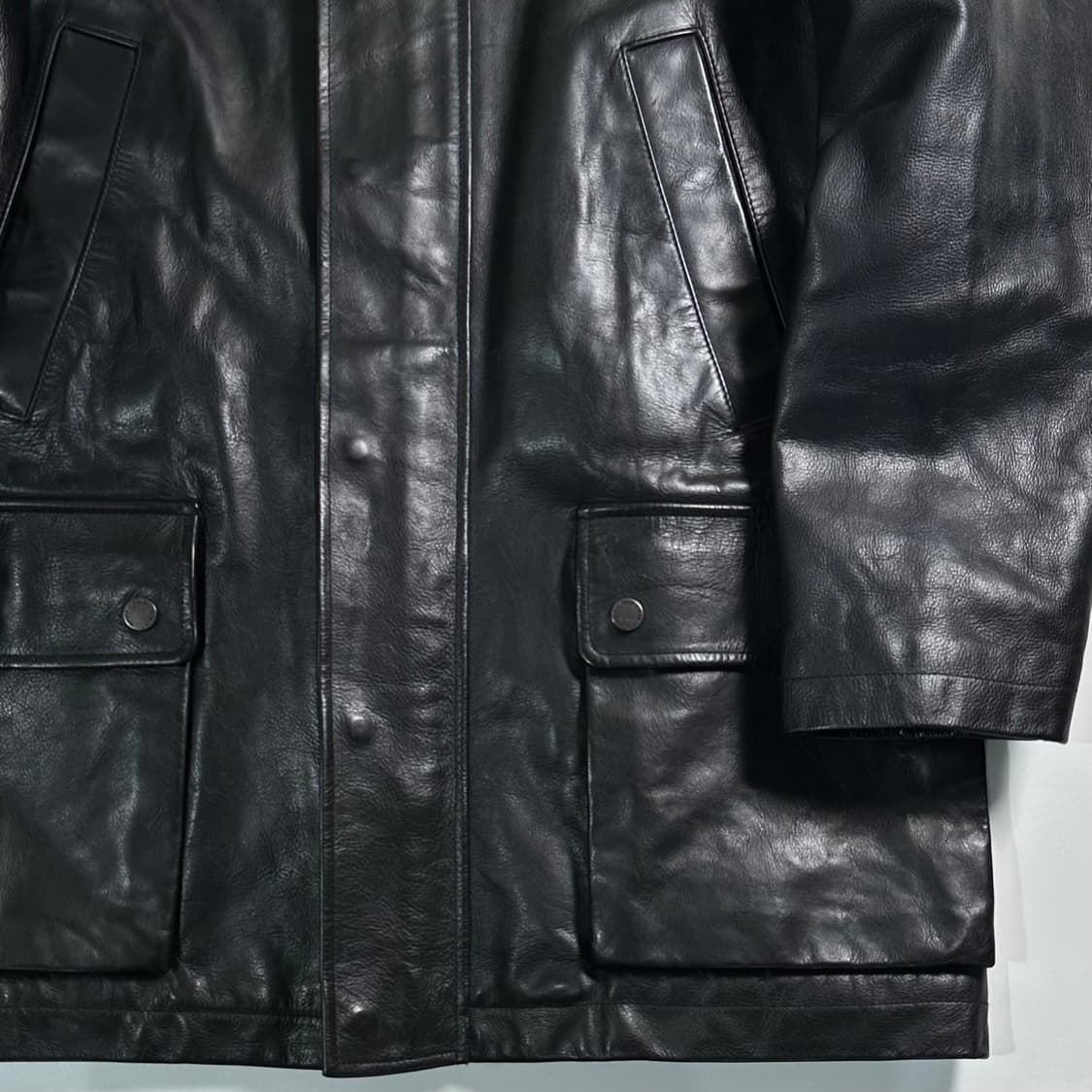 폴로 랄프로렌 블랙 카우레더 카코트 상품이미지5