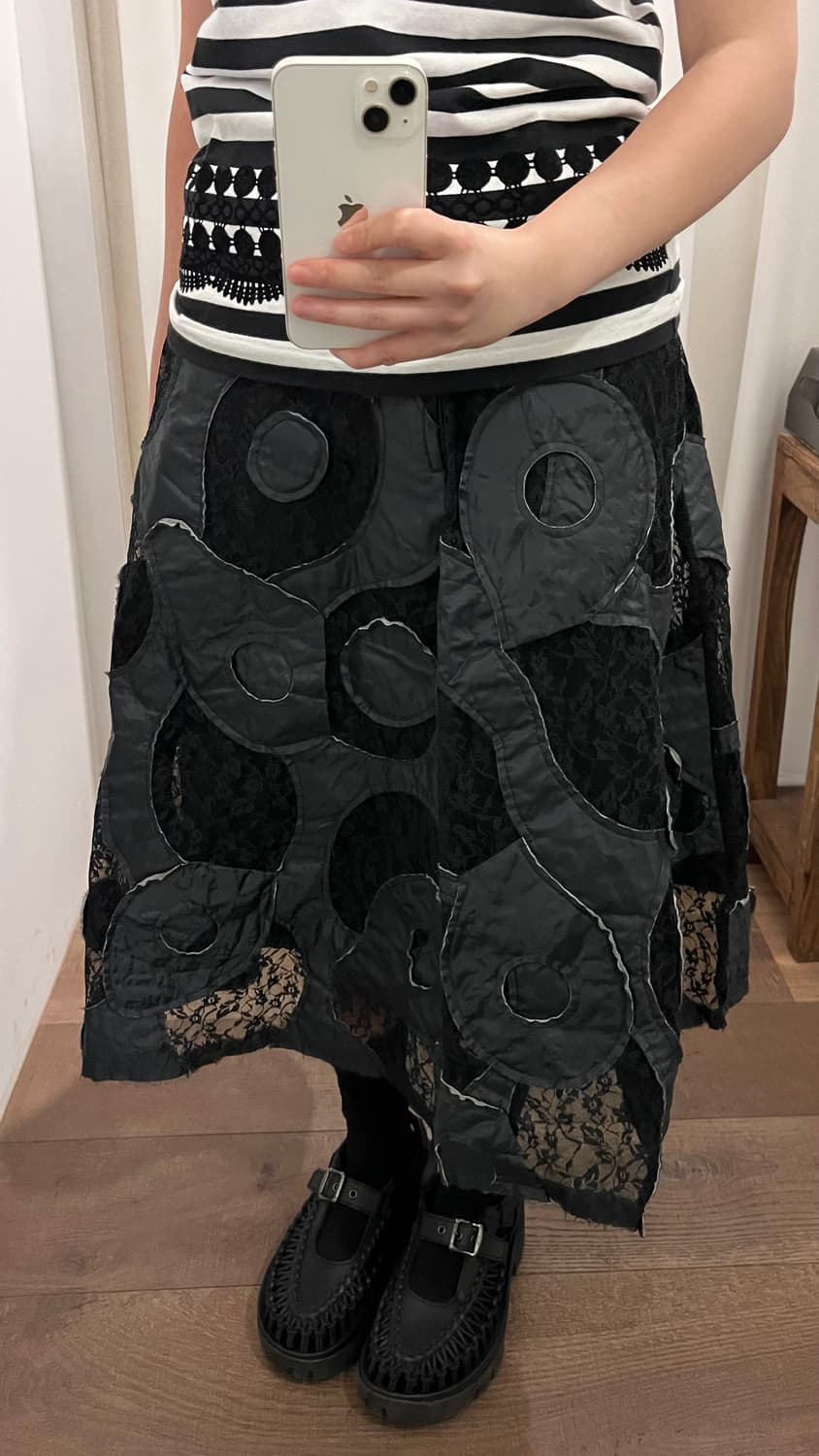 Crinkle Quilting Lace Skirt 상품이미지4