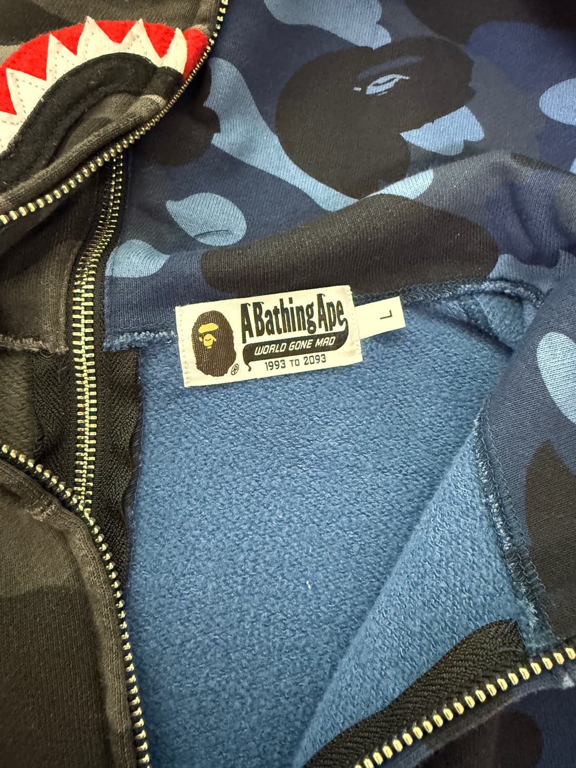 베이프 세퍼레이트 샤크 후드집업 블랙 블루 상품이미지5