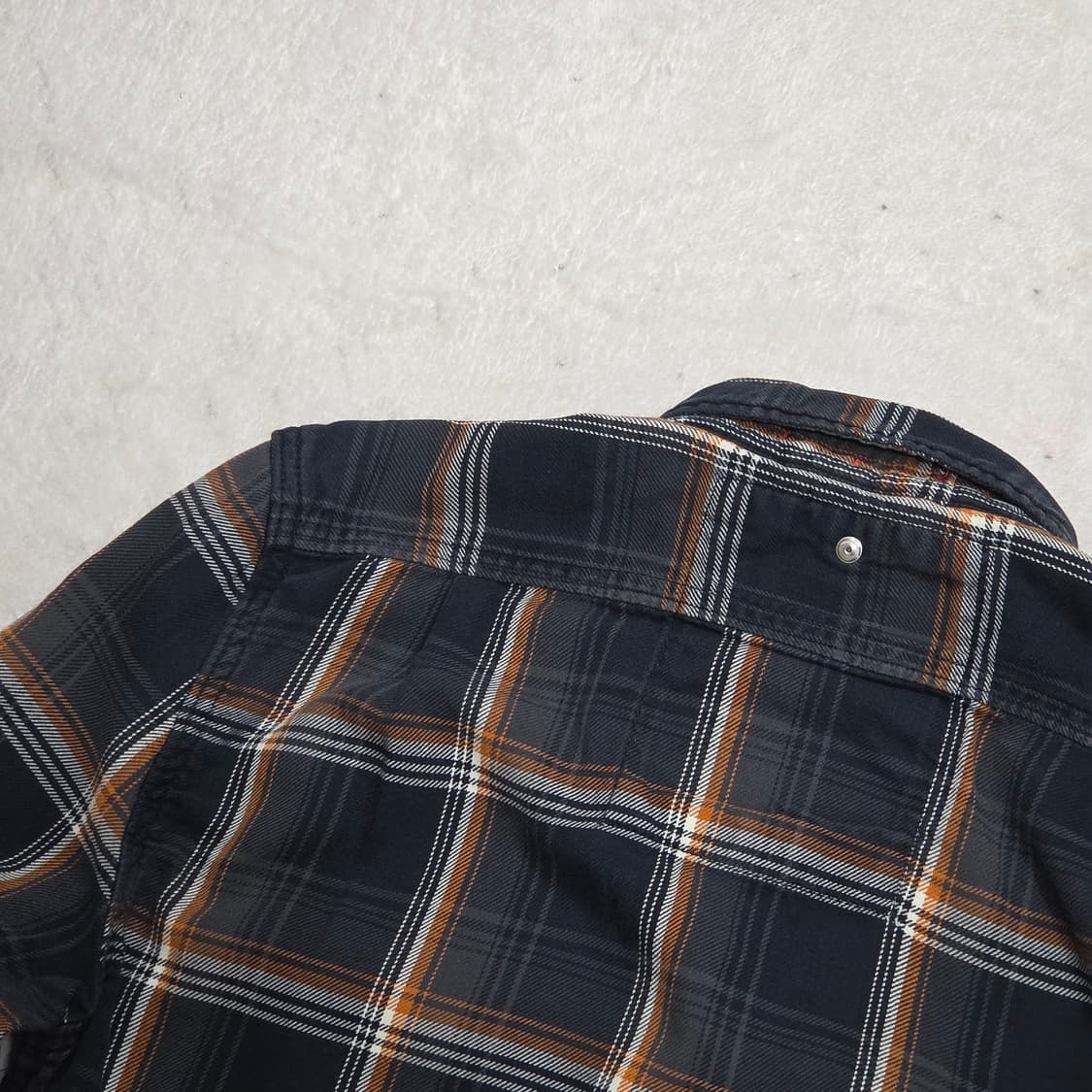 슈퍼드라이 오렌지 네이비 체크 셔츠 상품이미지5