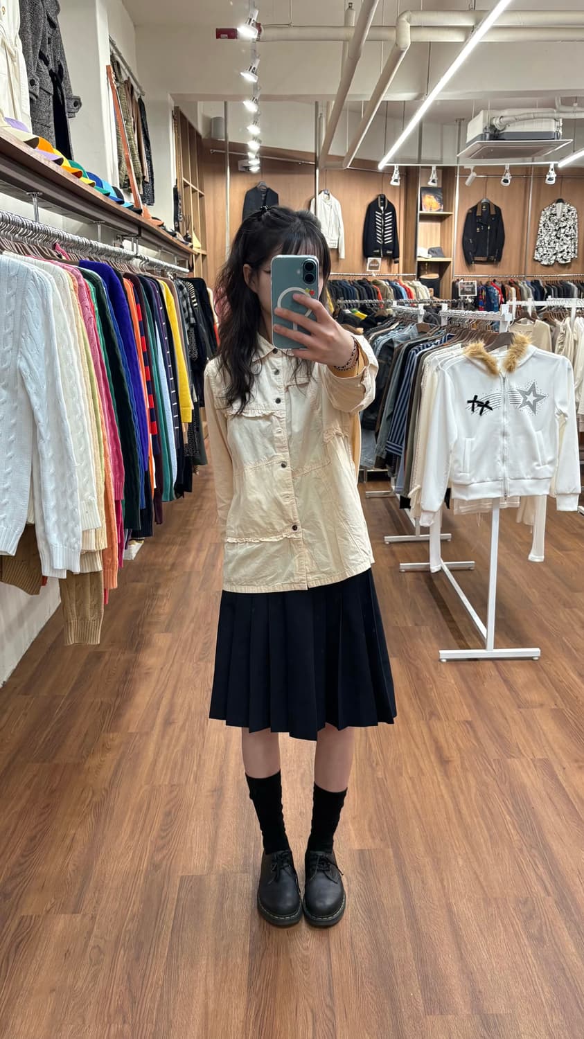 이세이미야케 HAI 프릴 코튼 셔츠 라이트 옐로우 상품이미지1