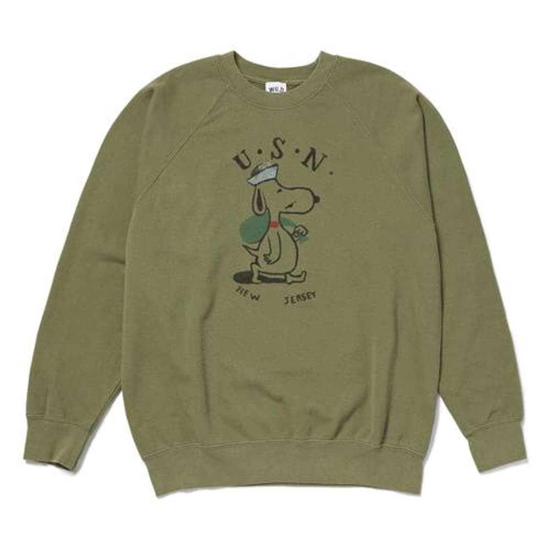 와일드동키 WILD DONKEY 스누피  맨투맨 카키 상품이미지1