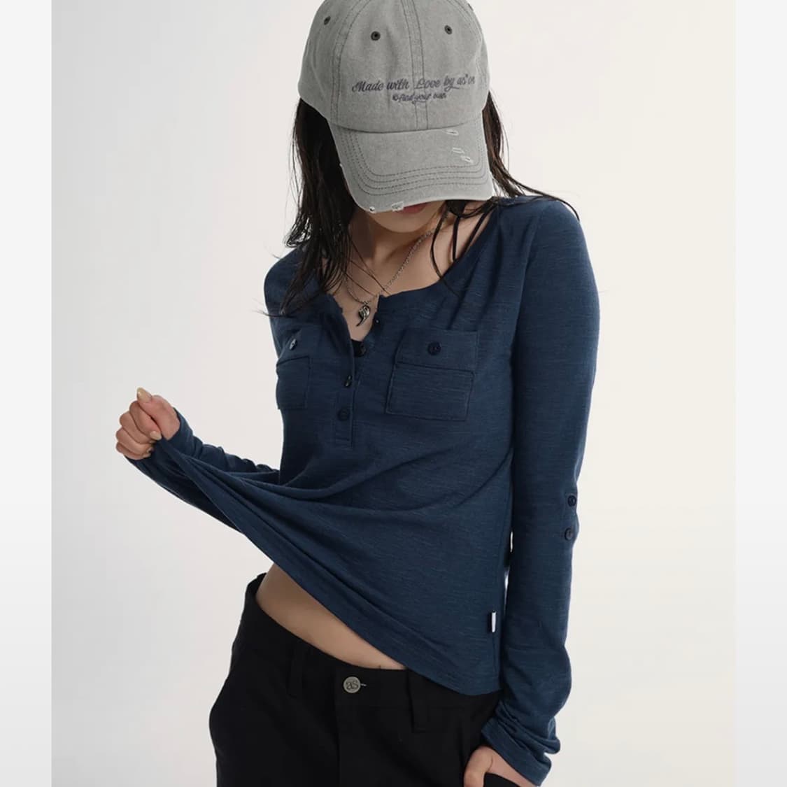 애즈온 ATLANTA POCKET TEE / BLUE-GREEN 상품이미지1