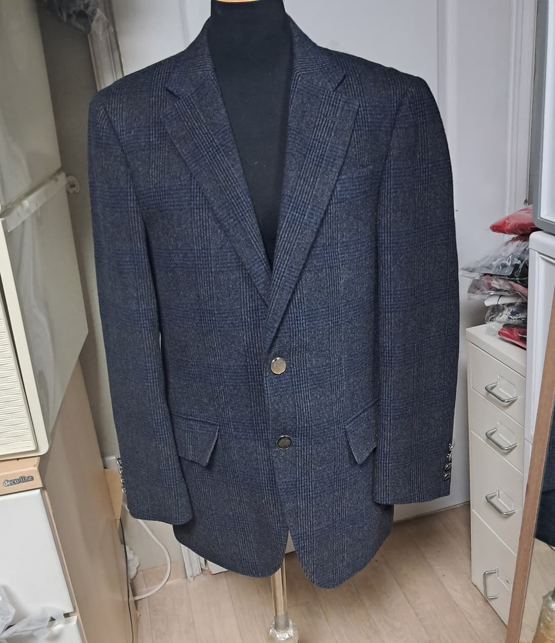 반도INC 울 실크 혼방 체크 모 자켓 95~100 상품이미지1