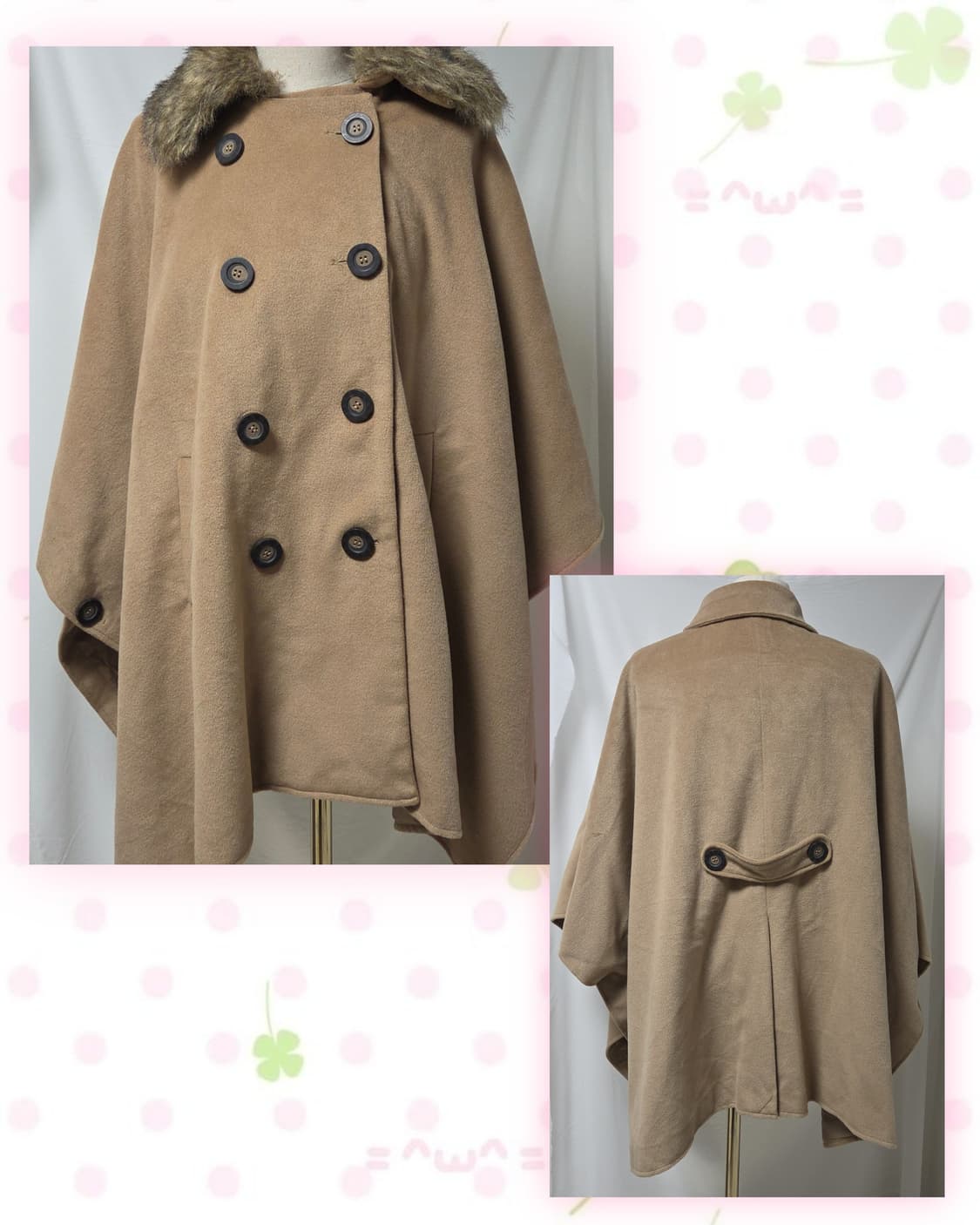 박시 아방 카멜 케이프 코트 상품이미지6