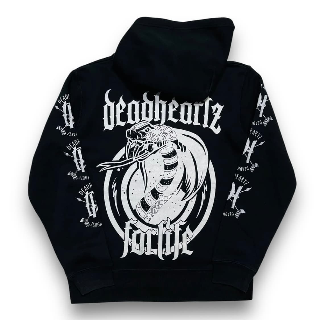 펑크 킹 코브라 보우 아트 블랙 빈티지 후드티 상품이미지1