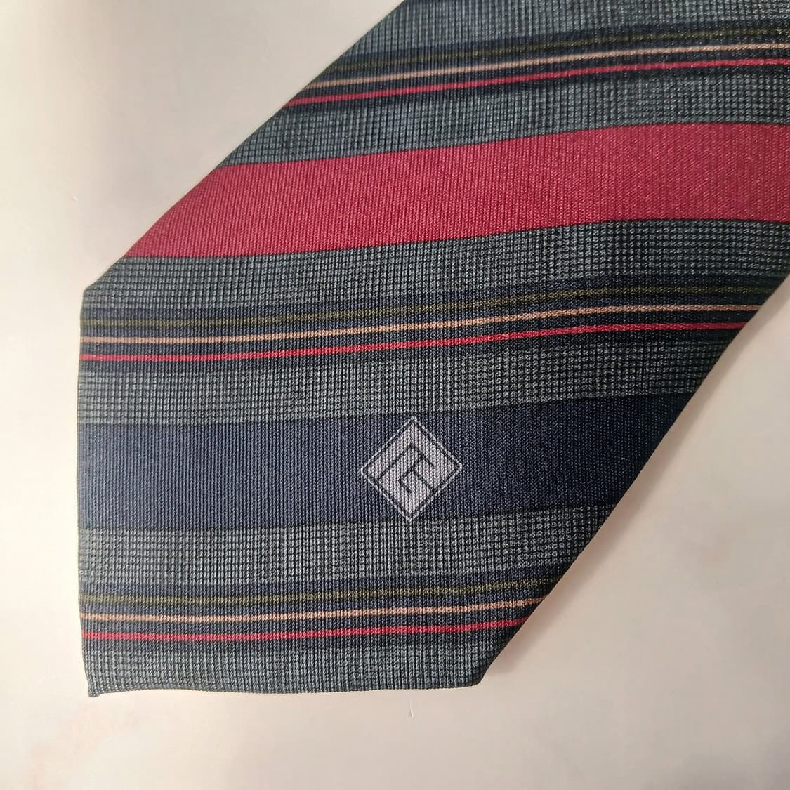 피에르 발망 실크 네이비 스트라이프 넥타이 8.4cm A등급 E820 상품이미지4