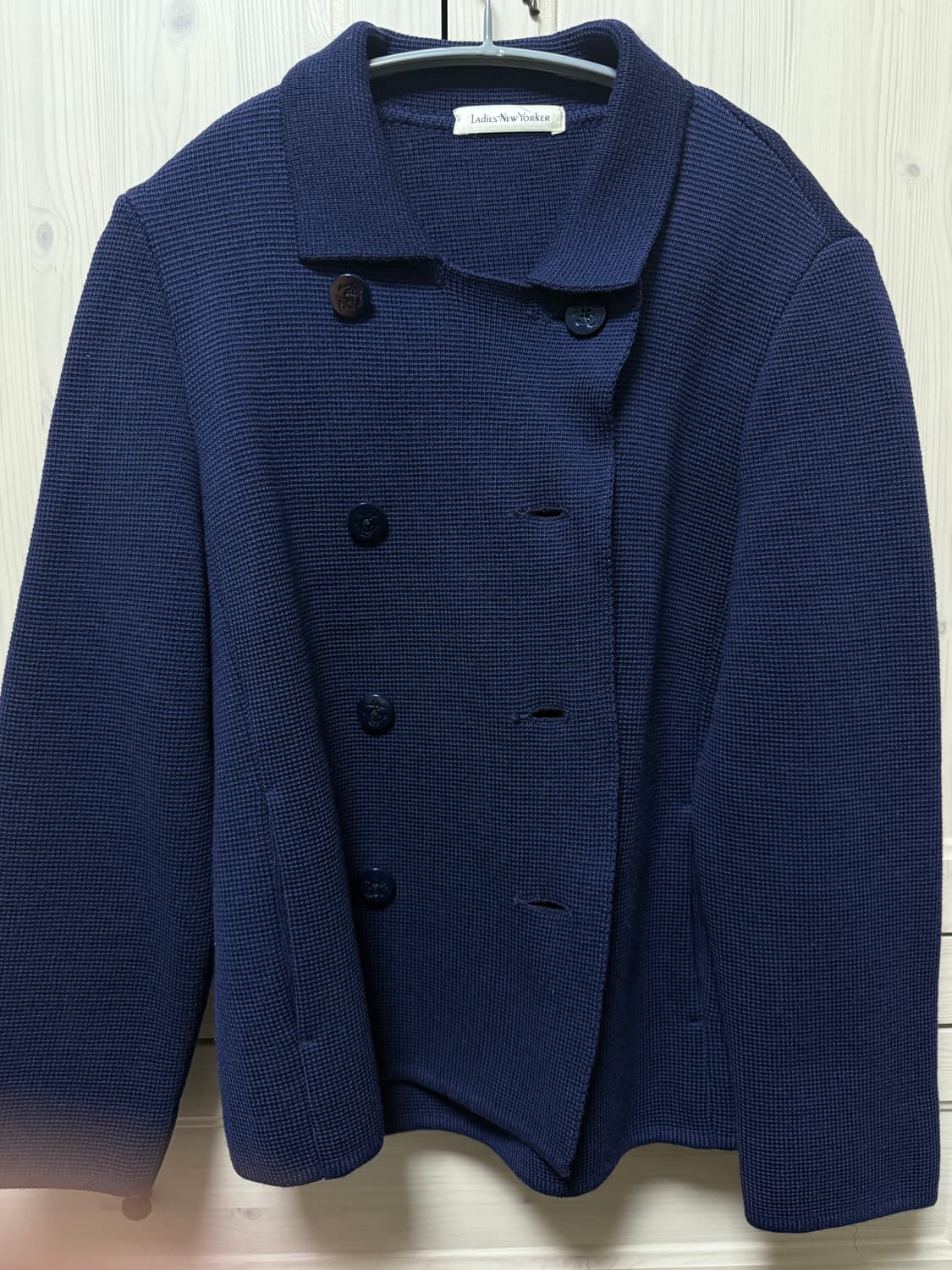 네이비 더블 니트 가디건 일본빈티지 상품이미지1