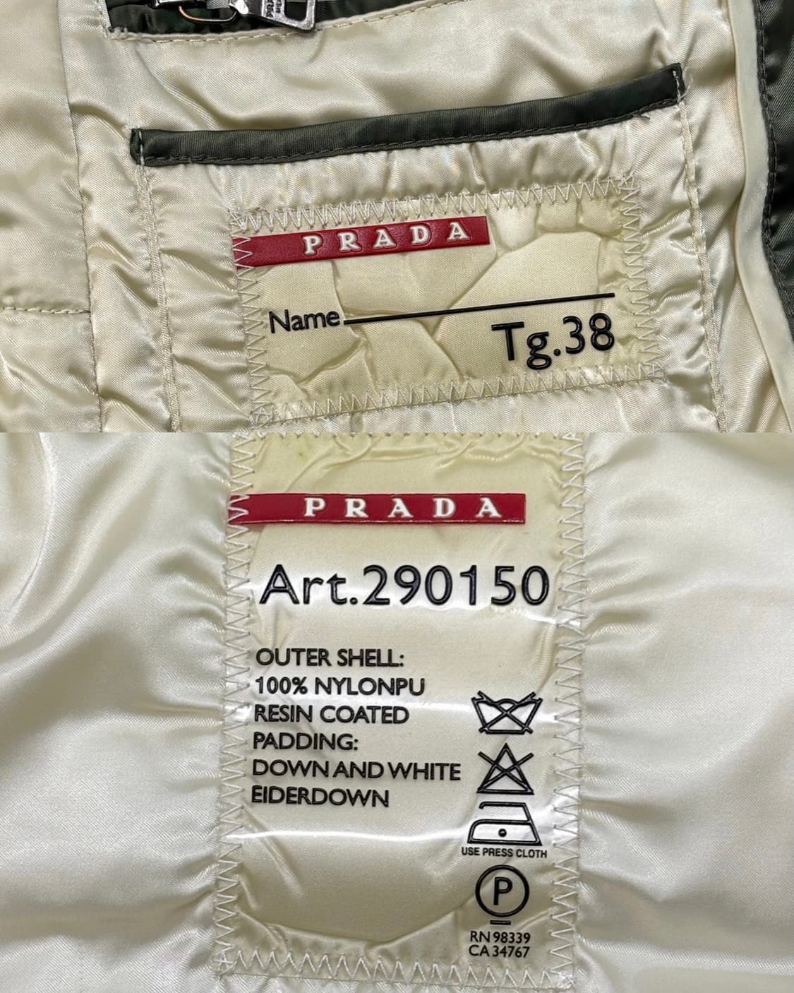 Prada 프라다 투웨이지퍼 그린 다운 패딩  상품이미지8